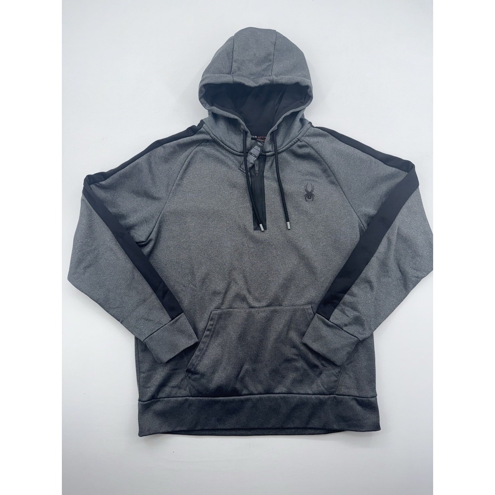 Spyder Active Mens Sz Large Heather Gray Black 1/4 Zip Performance Pullover